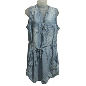 Anthropologie Holding Horses Sz 12 Chambray Denim Dress W/ Pockets 100% Lyocell